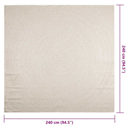 vidaXL Rug ZIZUR Cream 240x240 cm Jute Look Indoor and Outdoor