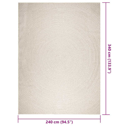 vidaXL Rug ZIZUR Cream 240x340 cm Jute Look Indoor and Outdoor
