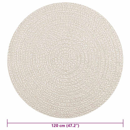 vidaXL Rug ZIZUR Cream Ø 120 cm Jute Look Indoor and Outdoor