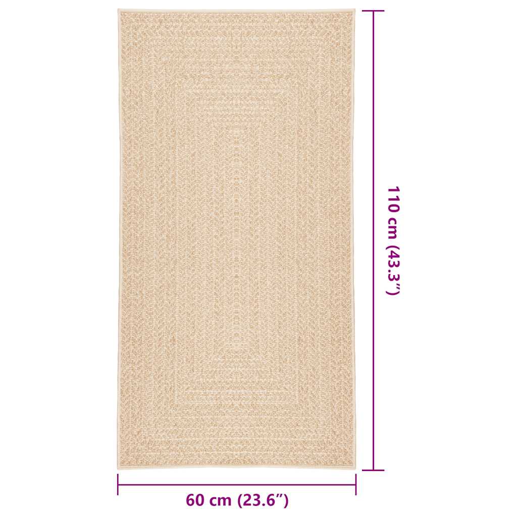 vidaXL Rug ZIZUR Beige 60x110 cm Jute Look Indoor and Outdoor