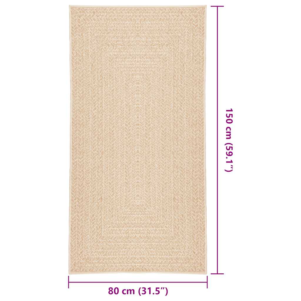 vidaXL Rug ZIZUR Beige 80x150 cm Jute Look Indoor and Outdoor