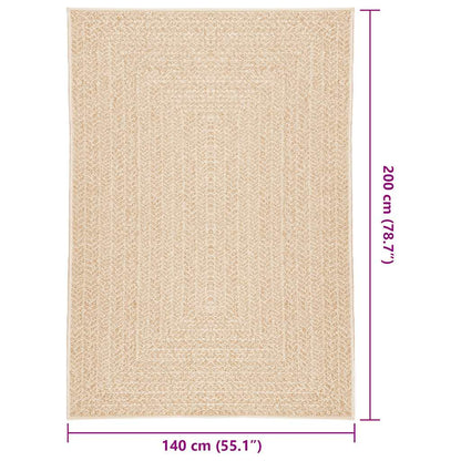 vidaXL Rug ZIZUR Beige 140x200 cm Jute Look Indoor and Outdoor