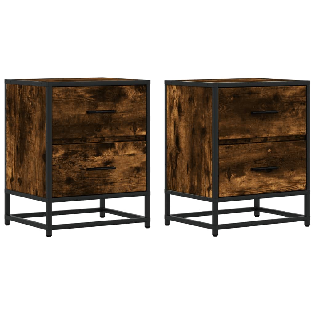 vidaXL Bedside Cabinets 2 pcs Smoked Oak 40x31x50 cm Engineered Wood