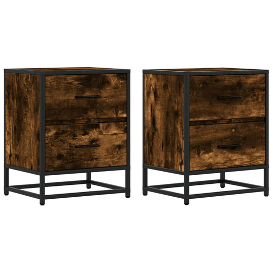 vidaXL Bedside Cabinets 2 pcs Smoked Oak 40x31x50 cm Engineered Wood