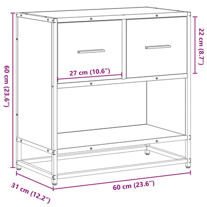 vidaXL Bedside Cabinet Smoked Oak 60x31x60 cm Engineered Wood and Metal