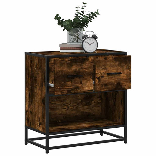 vidaXL Bedside Cabinet Smoked Oak 60x31x60 cm Engineered Wood and Metal