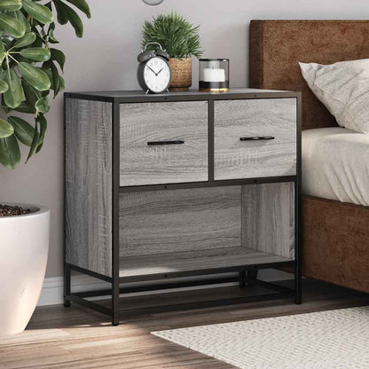 vidaXL Bedside Cabinet Grey Sonoma 60x31x60 cm Engineered Wood and Metal