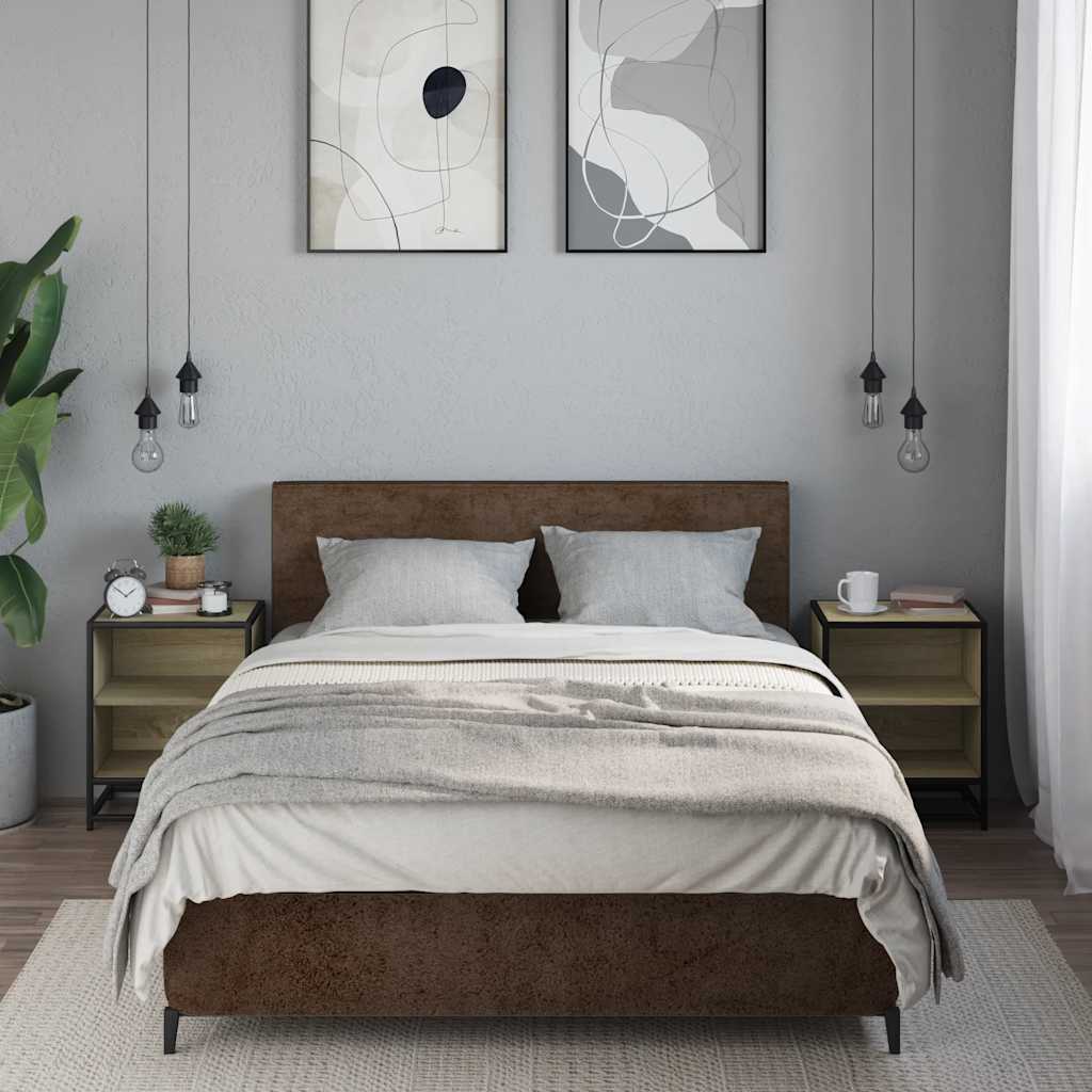 vidaXL Bedside Cabinets 2 pcs Sonoma Oak 40x31x50 cm Engineered Wood and Metal