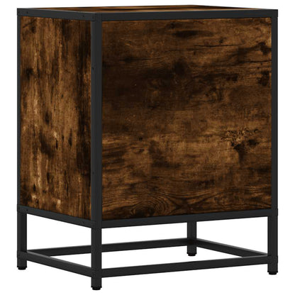 vidaXL Bedside Cabinet Smoked Oak 40x31x50 cm Engineered Wood and Metal
