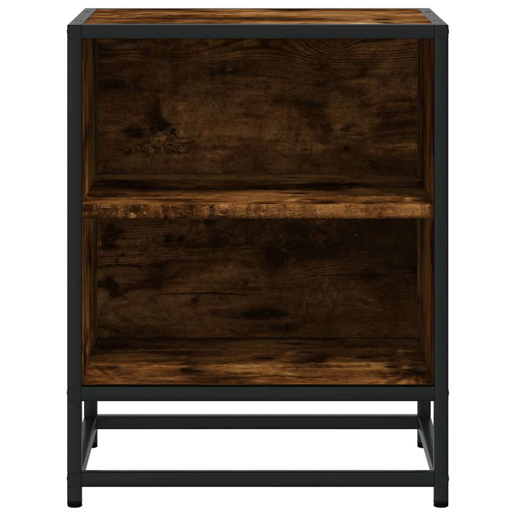 vidaXL Bedside Cabinets 2 pcs Smoked Oak 40x31x50 cm Engineered Wood and Metal