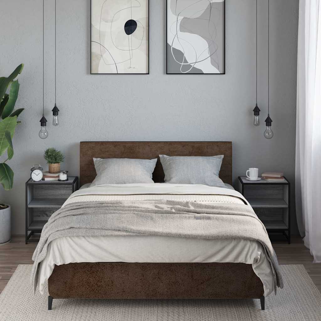 vidaXL Bedside Cabinets 2 pcs Grey Sonoma 40x31x50 cm Engineered Wood and Metal