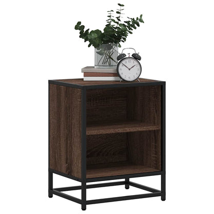 vidaXL Bedside Cabinet Brown Oak 40x31x50 cm Engineered Wood and Metal
