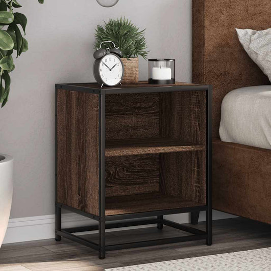 vidaXL Bedside Cabinet Brown Oak 40x31x50 cm Engineered Wood and Metal