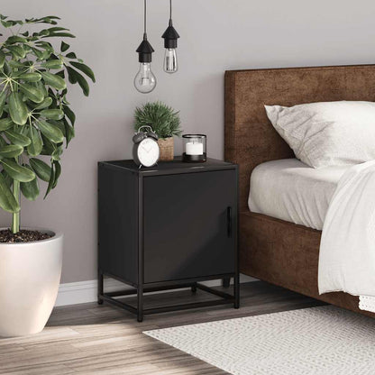 vidaXL Bedside Cabinet Black 40x31x50 cm Engineered Wood and Metal