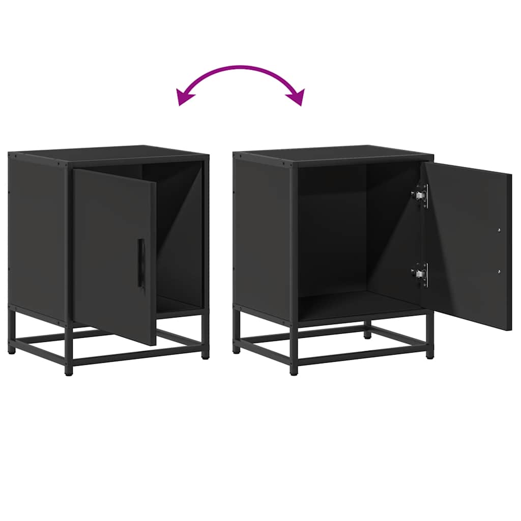 vidaXL Bedside Cabinet Black 40x31x50 cm Engineered Wood and Metal