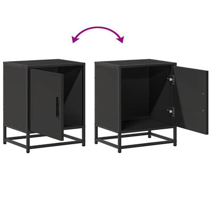 vidaXL Bedside Cabinet Black 40x31x50 cm Engineered Wood and Metal