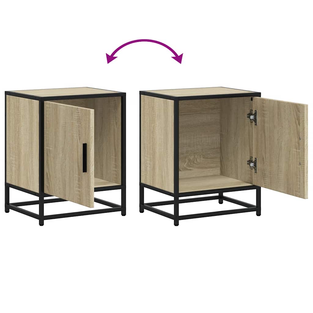 vidaXL Bedside Cabinet Sonoma Oak 40x31x50 cm Engineered Wood and Metal