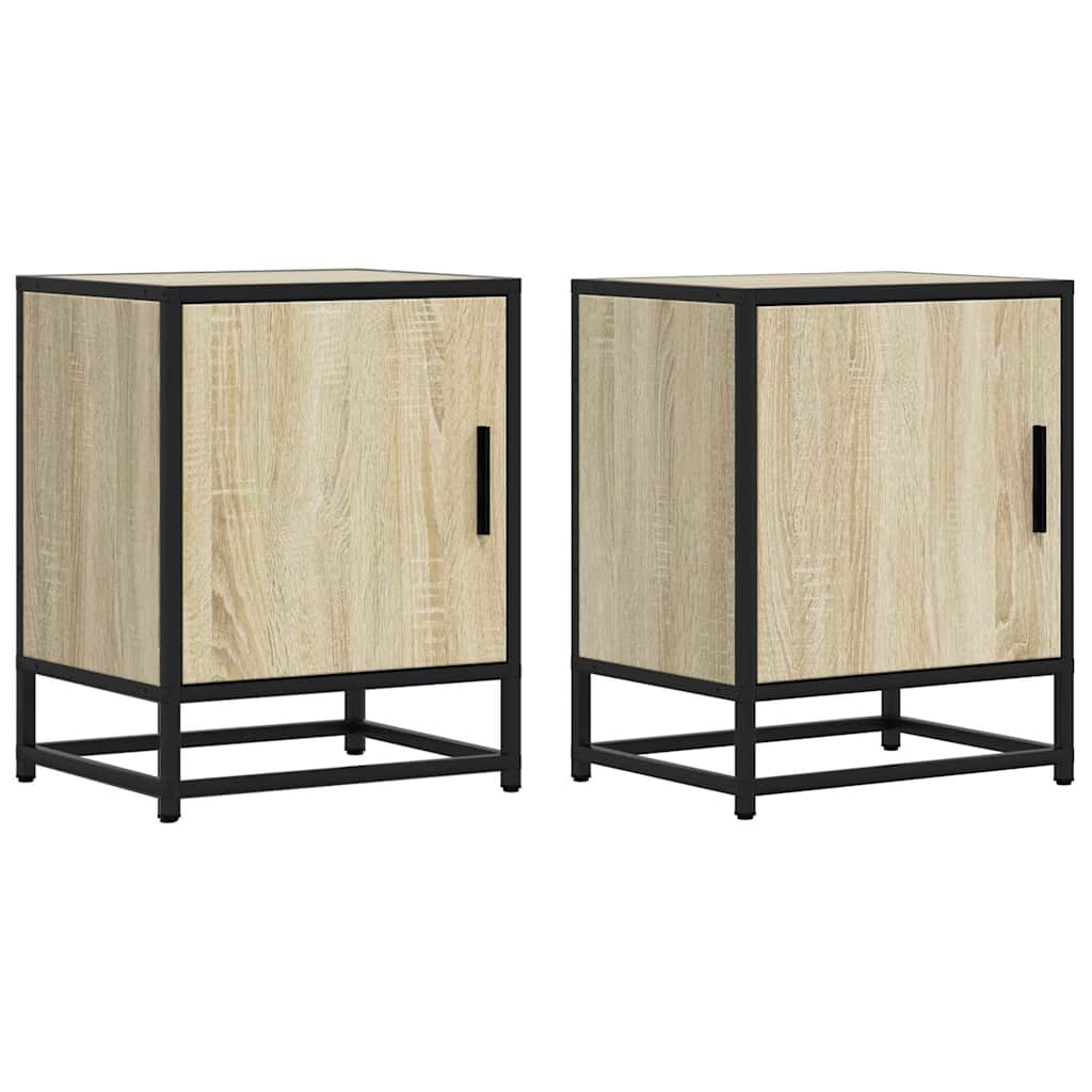 vidaXL Bedside Cabinets 2 pcs Sonoma Oak 40x31x50 cm Engineered Wood and Metal
