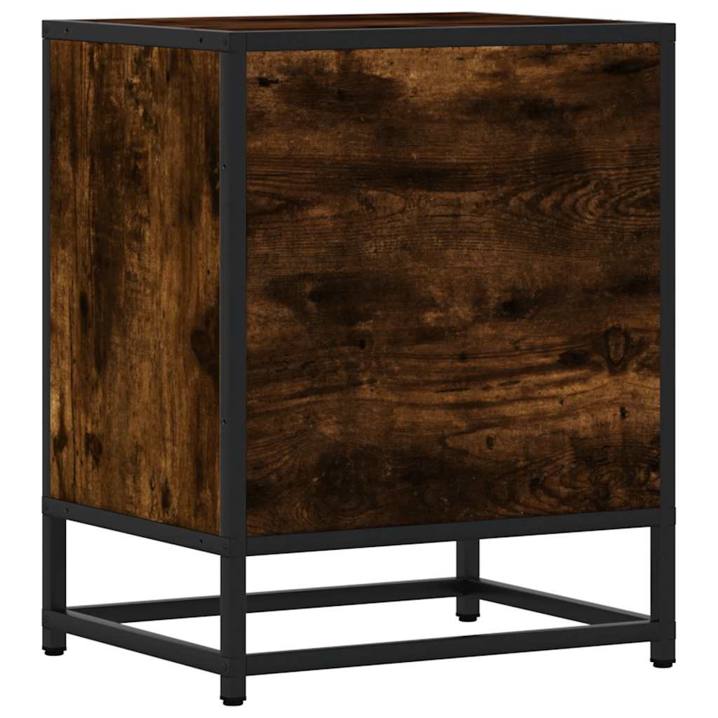 vidaXL Bedside Cabinets 2 pcs Smoked Oak 40x31x50 cm Engineered Wood and Metal