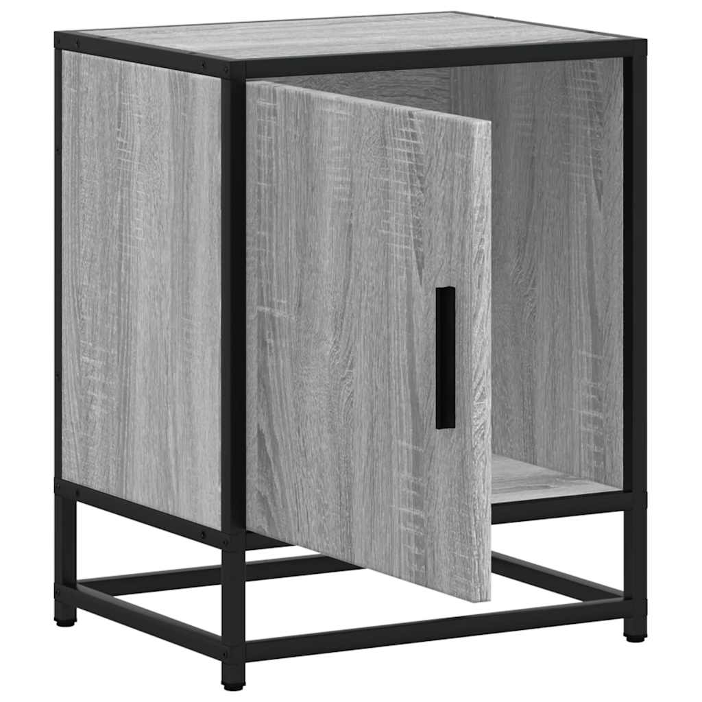 vidaXL Bedside Cabinet Grey Sonoma 40x31x50 cm Engineered Wood and Metal
