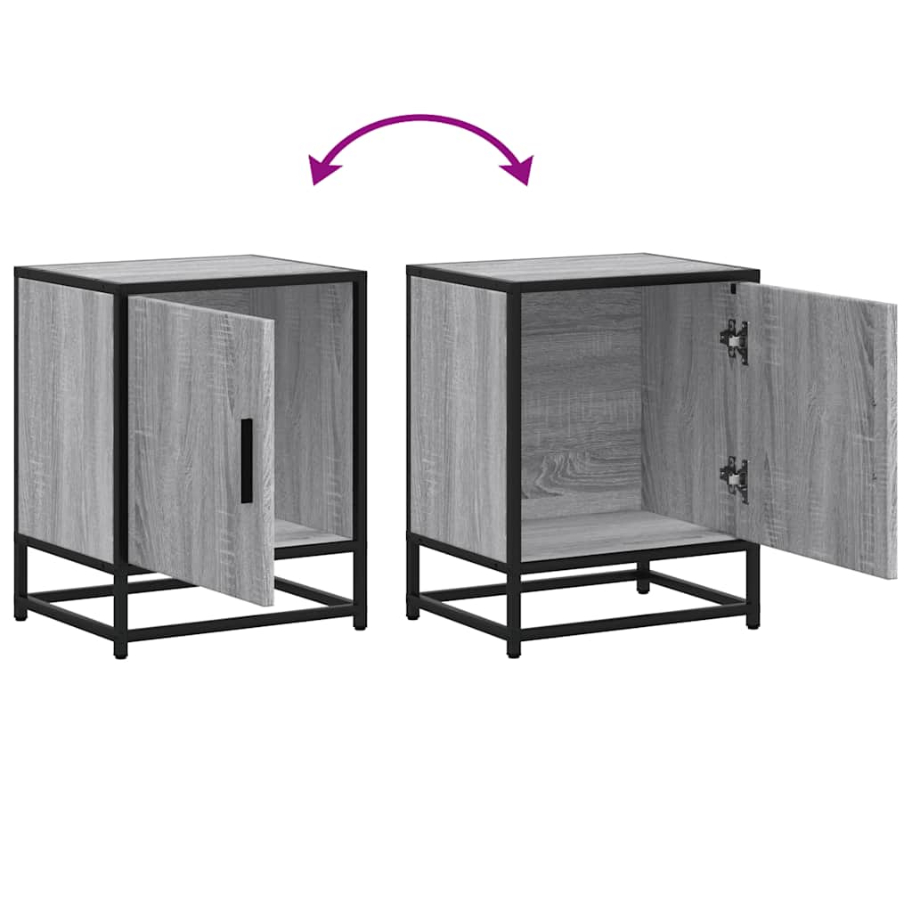 vidaXL Bedside Cabinet Grey Sonoma 40x31x50 cm Engineered Wood and Metal