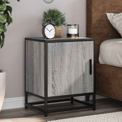 vidaXL Bedside Cabinet Grey Sonoma 40x31x50 cm Engineered Wood and Metal