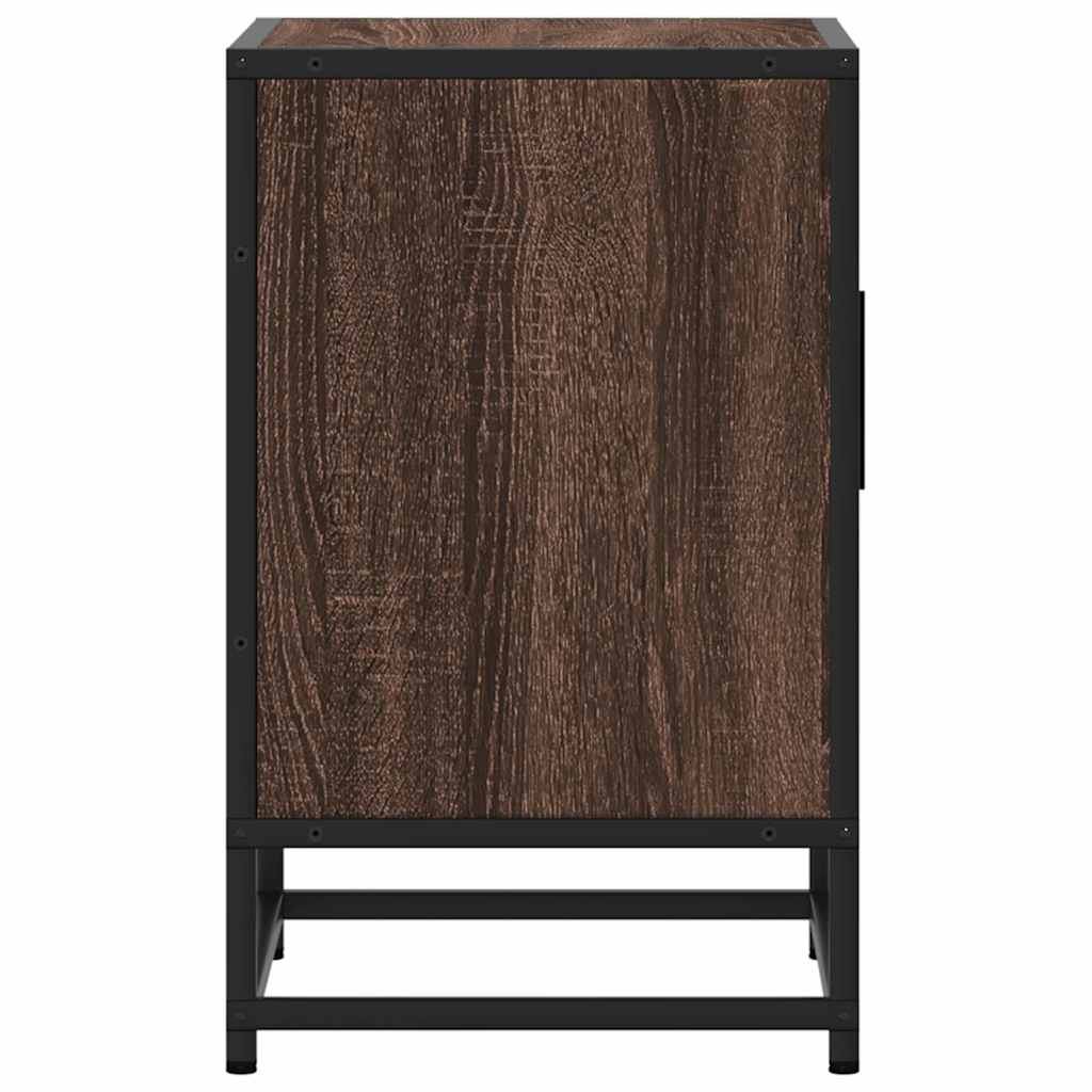 vidaXL Bedside Cabinet Brown Oak 40x31x50 cm Engineered Wood and Metal
