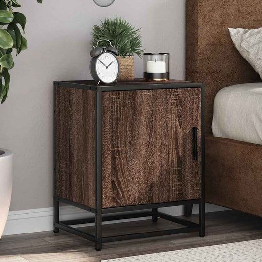 vidaXL Bedside Cabinet Brown Oak 40x31x50 cm Engineered Wood and Metal