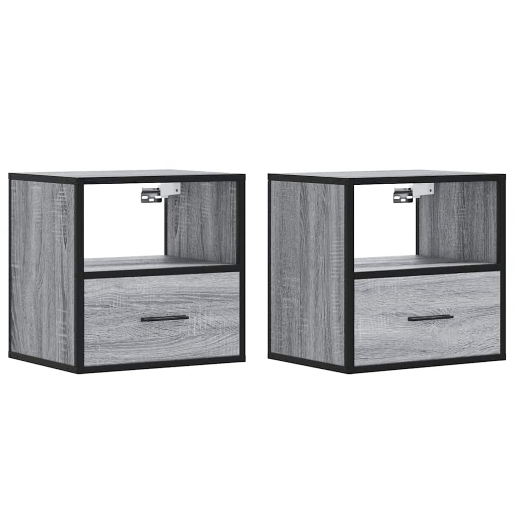 vidaXL Wall-mounted Bedside Cabinets 2 pcs Grey Sonoma 40x31x39.5 cm
