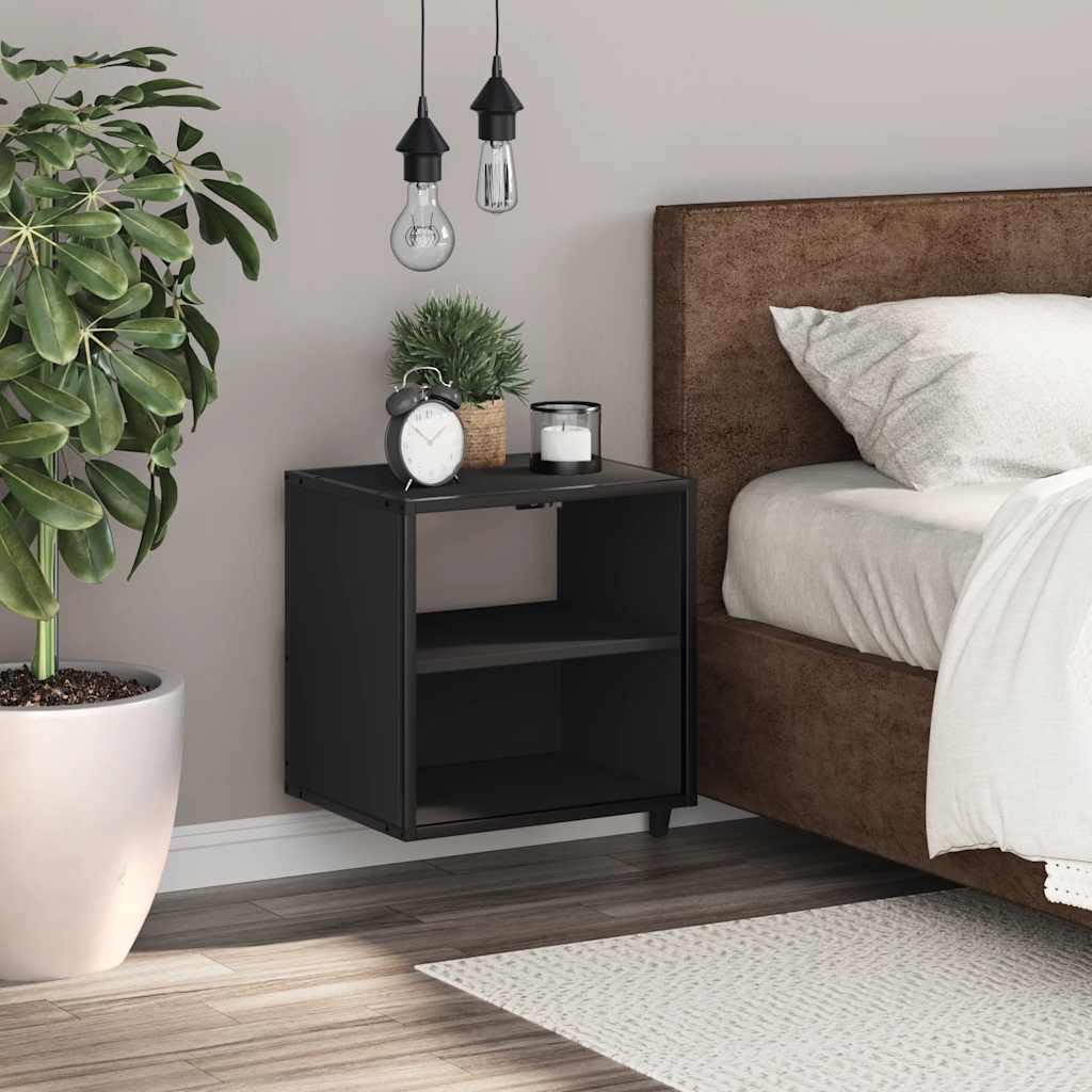 vidaXL Wall-mounted Bedside Cabinet Black 40x31x39.5 cm