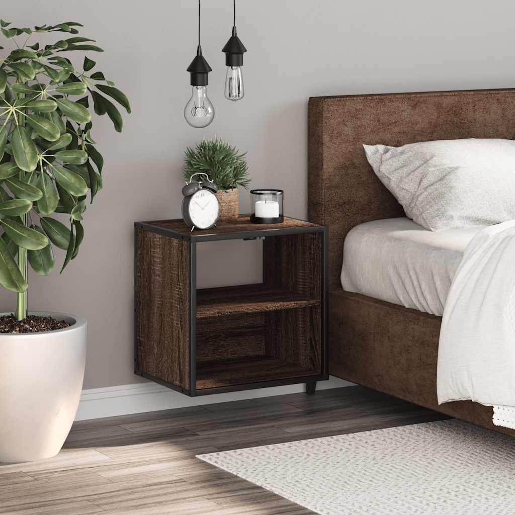 vidaXL Wall-mounted Bedside Cabinet Brown Oak 40x31x39.5 cm