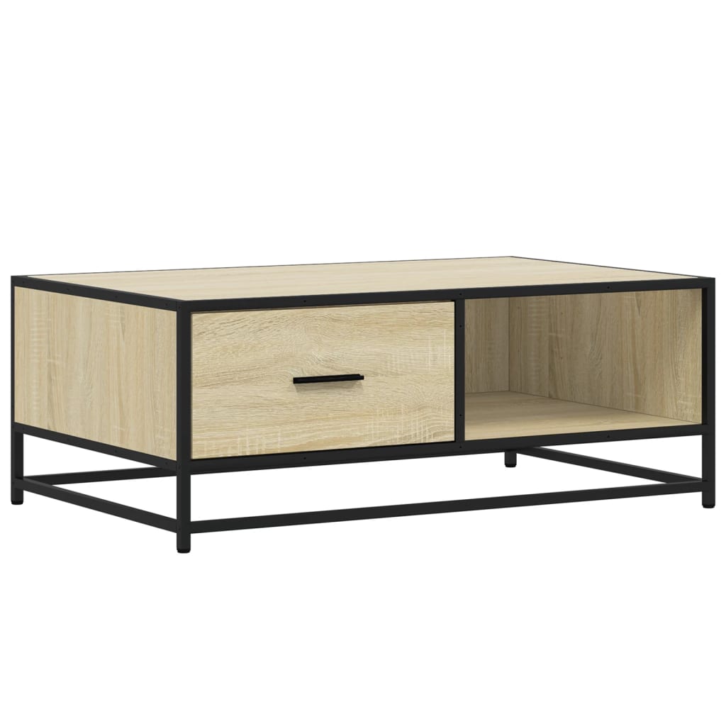 vidaXL Coffee Table Sonoma Oak 90x57x35 cm Engineered Wood and Metal