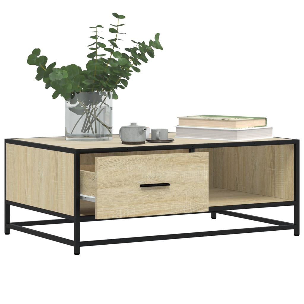 vidaXL Coffee Table Sonoma Oak 90x57x35 cm Engineered Wood and Metal