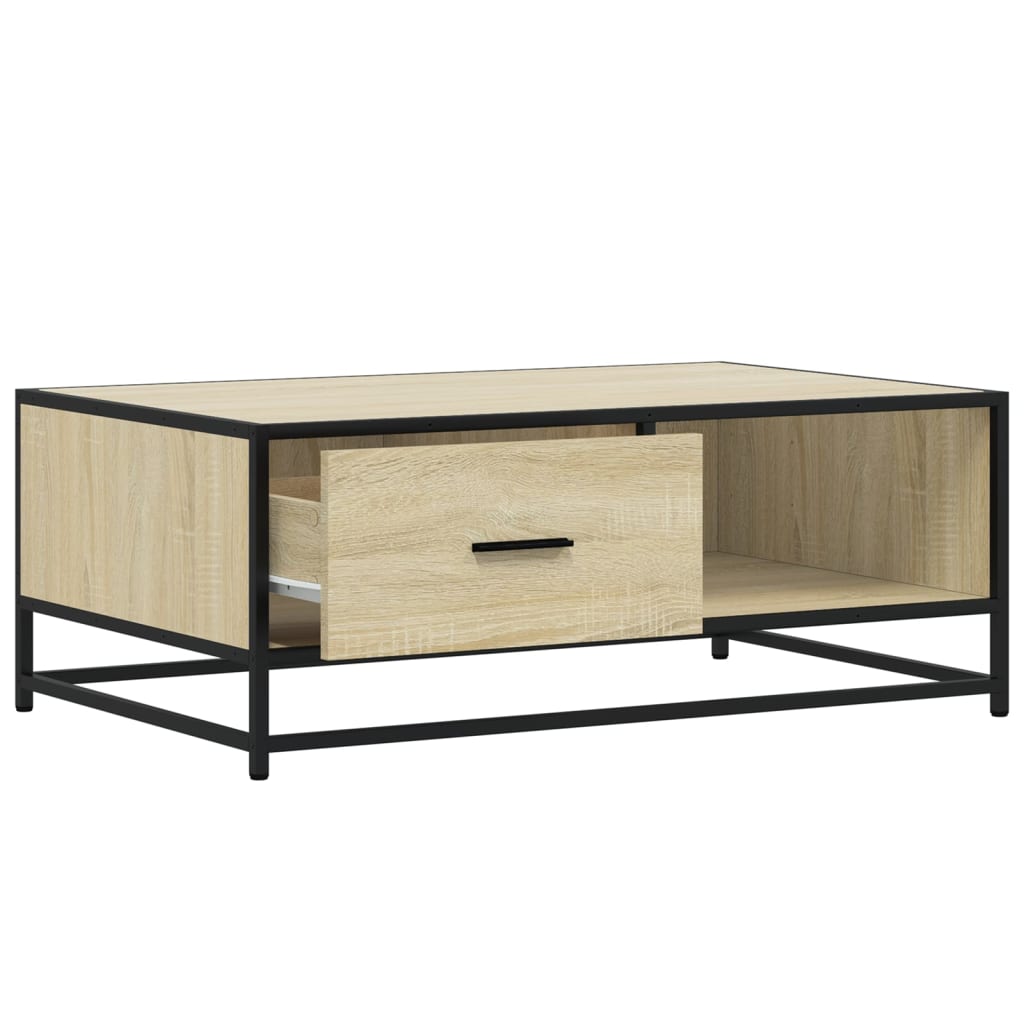 vidaXL Coffee Table Sonoma Oak 90x57x35 cm Engineered Wood and Metal
