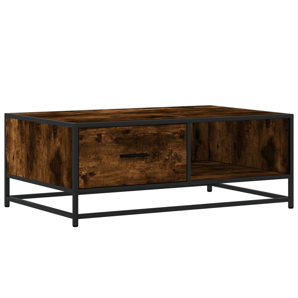vidaXL Coffee Table Smoked Oak 90x57x35 cm Engineered Wood and Metal