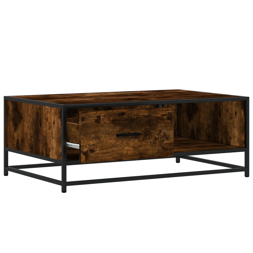 vidaXL Coffee Table Smoked Oak 90x57x35 cm Engineered Wood and Metal