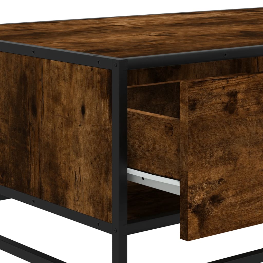 vidaXL Coffee Table Smoked Oak 90x57x35 cm Engineered Wood and Metal