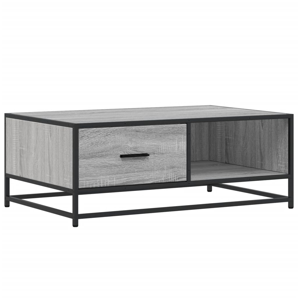 vidaXL Coffee Table Grey Sonoma 90x57x35 cm Engineered Wood and Metal