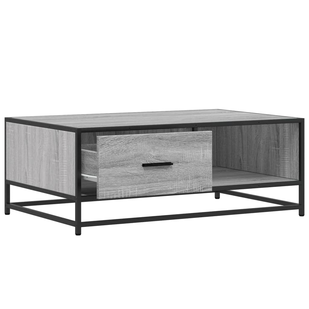 vidaXL Coffee Table Grey Sonoma 90x57x35 cm Engineered Wood and Metal