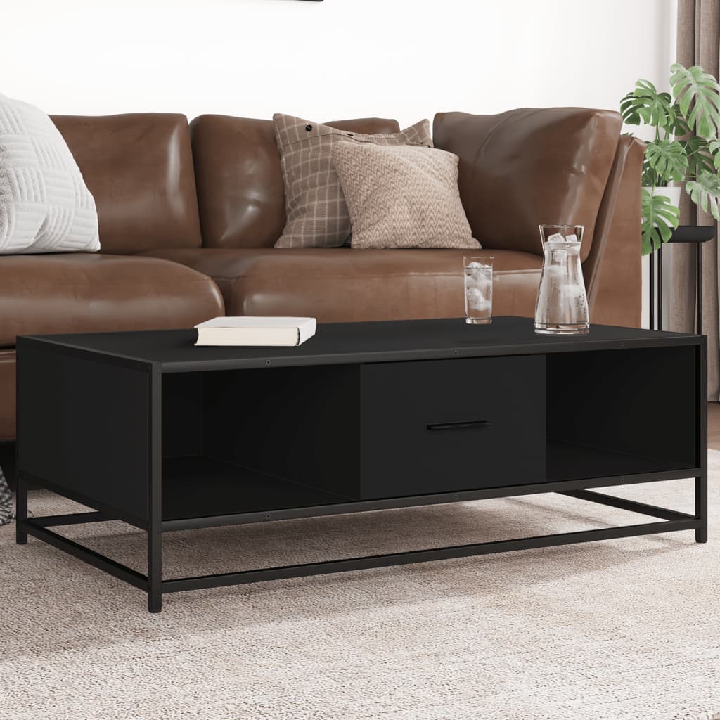 vidaXL Coffee Table Black 100x57x35 cm Engineered Wood and Metal