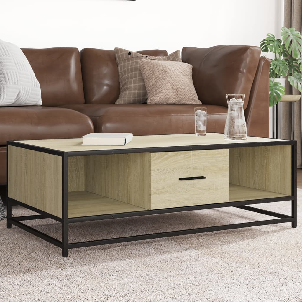 vidaXL Coffee Table Sonoma Oak 100x57x35 cm Engineered Wood and Metal