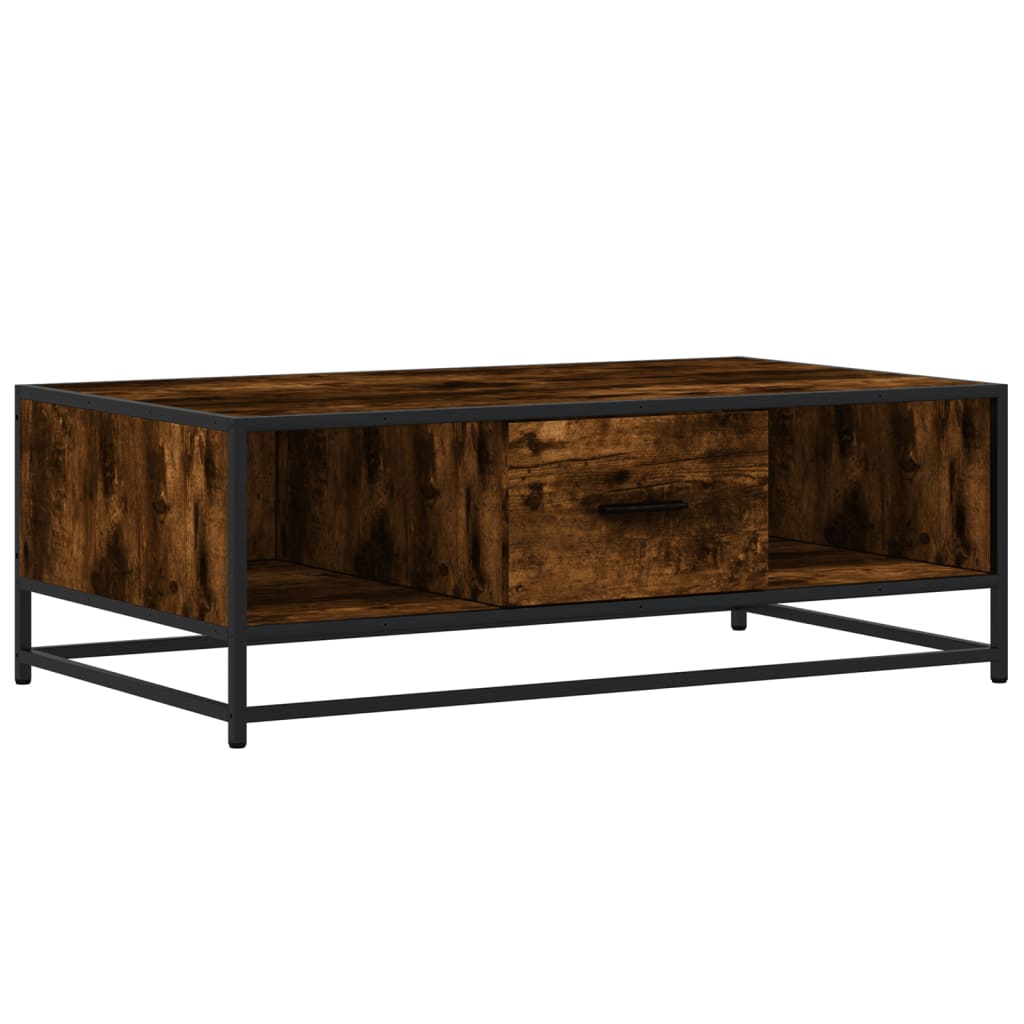vidaXL Coffee Table Smoked Oak 100x57x35 cm Engineered Wood and Metal