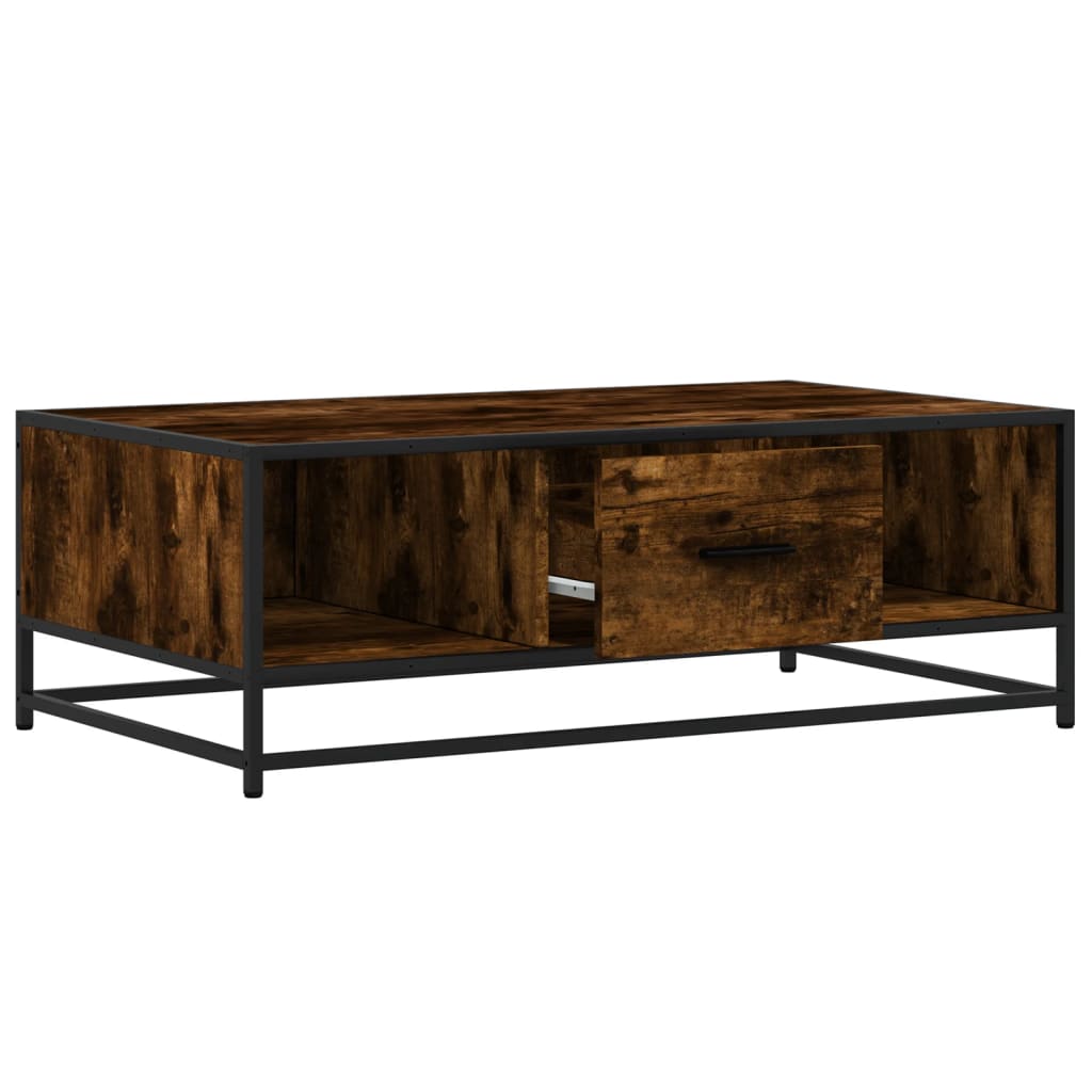 vidaXL Coffee Table Smoked Oak 100x57x35 cm Engineered Wood and Metal