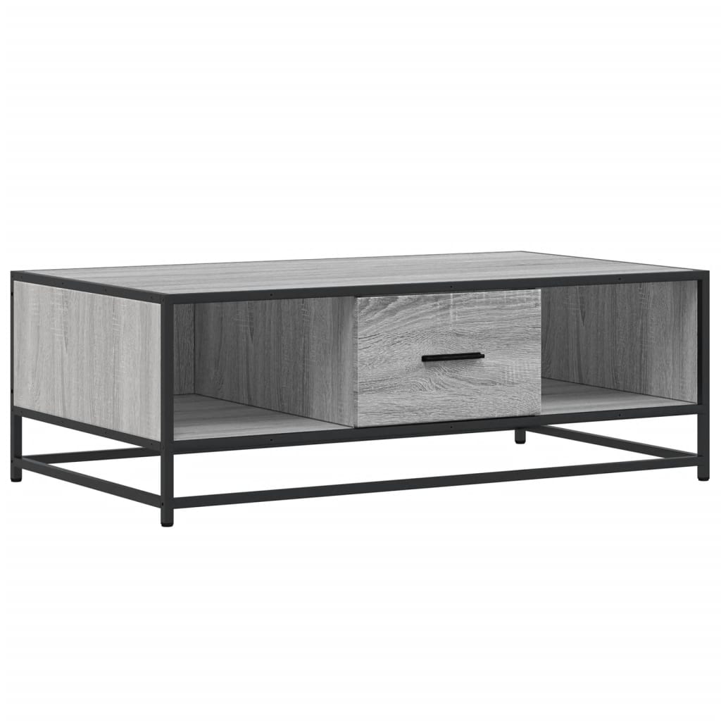 vidaXL Coffee Table Grey Sonoma 100x57x35 cm Engineered Wood and Metal