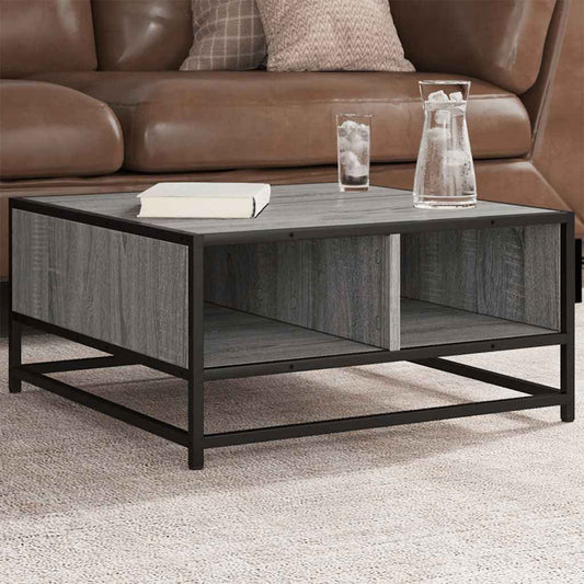 vidaXL Coffee Table Grey Sonoma 60.5x60.5x30 cm Engineered Wood and Metal