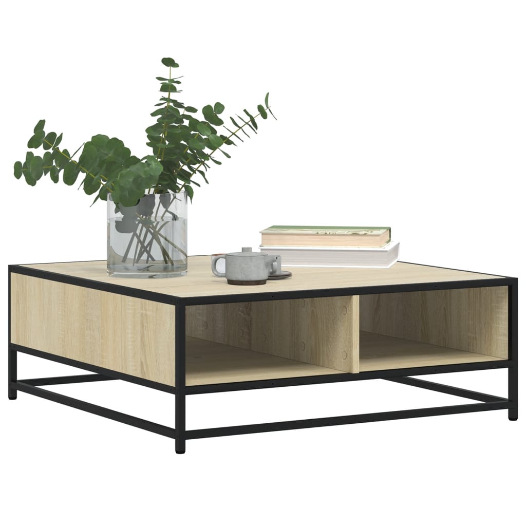 vidaXL Coffee Table Sonoma Oak 80x80x30 cm Engineered Wood and Metal