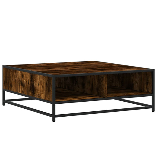 vidaXL Coffee Table Smoked Oak 80x80x30 cm Engineered Wood and Metal