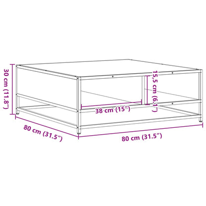 vidaXL Coffee Table Smoked Oak 80x80x30 cm Engineered Wood and Metal