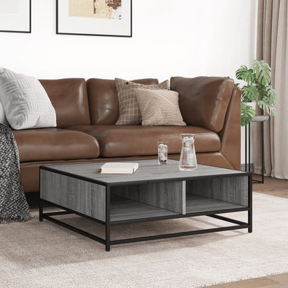 vidaXL Coffee Table Grey Sonoma 80x80x30 cm Engineered Wood and Metal
