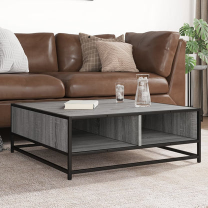 vidaXL Coffee Table Grey Sonoma 80x80x30 cm Engineered Wood and Metal